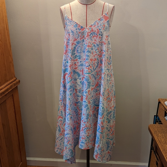 Anthropologie Antibes Blanc Tank Sundress XS Pink & Blue Design Spaghetti Straps - Picture 1 of 8